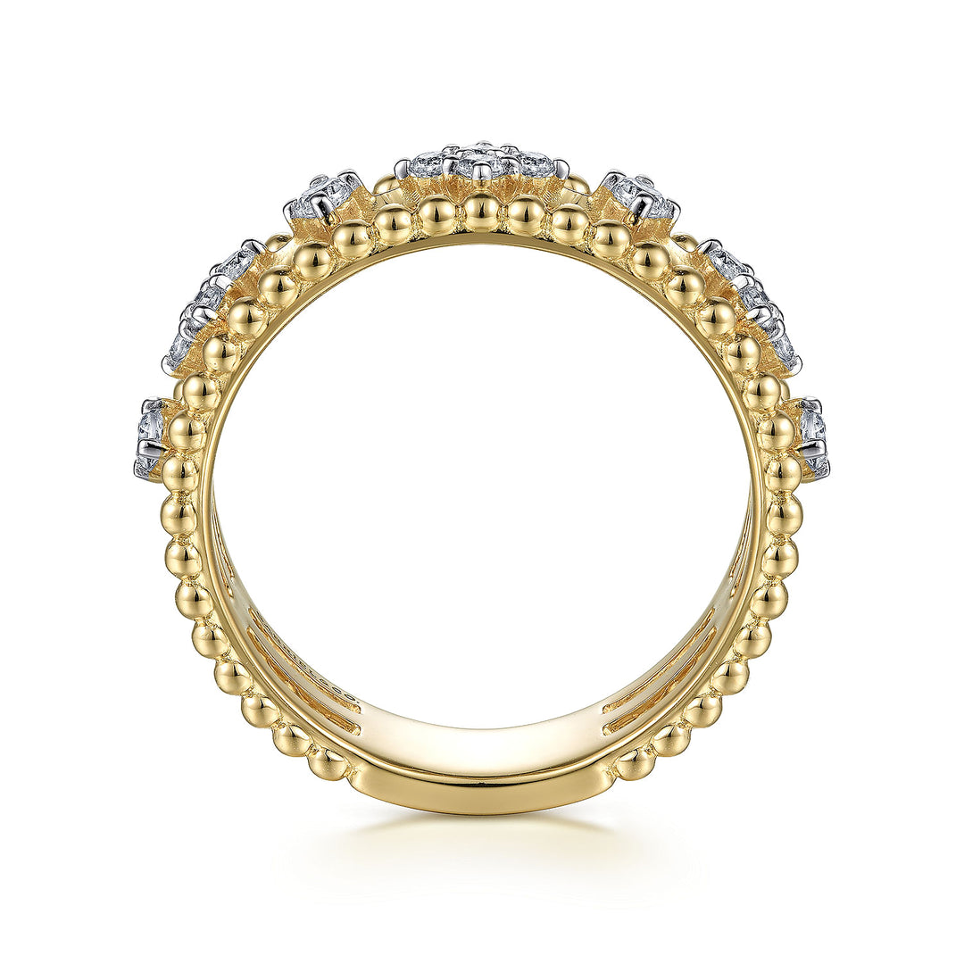 Gabriel & Co. LR52199Y45JJ 14K Yellow Gold Diamond and Bujukan Bead Ring
