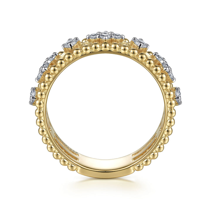 Gabriel & Co. LR52199Y45JJ 14K Yellow Gold Diamond and Bujukan Bead Ring