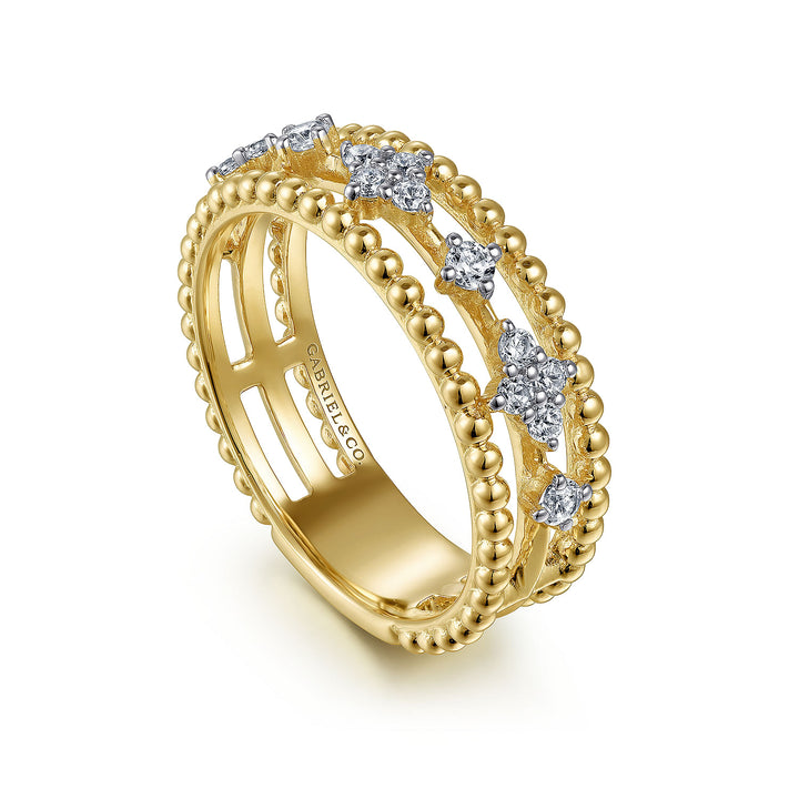 Gabriel & Co. LR52199Y45JJ 14K Yellow Gold Diamond and Bujukan Bead Ring