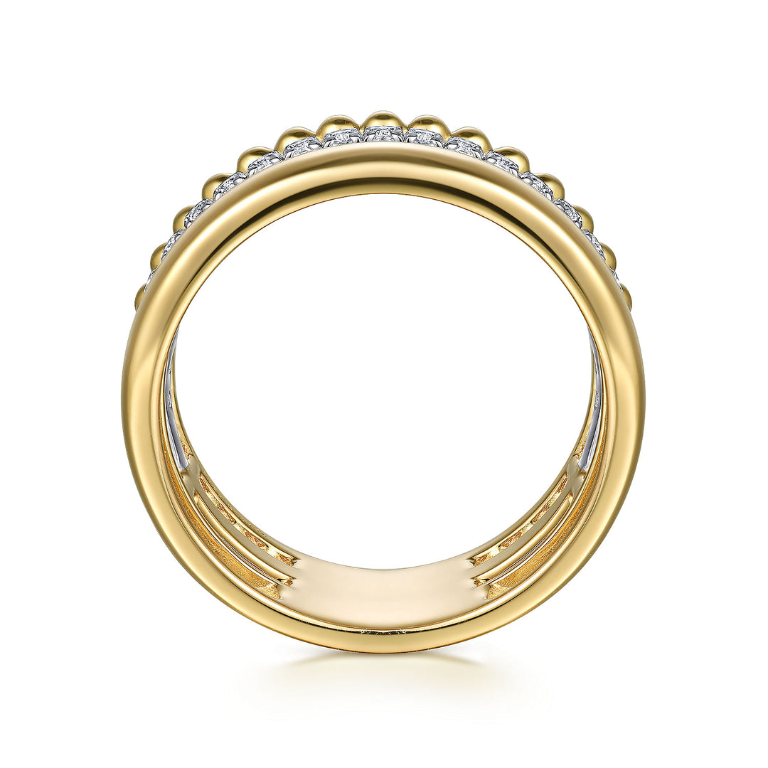 Gabriel & Co. LR52203M45JJ 14K White Yellow Gold Wide Band Diamond Bujukan Ring