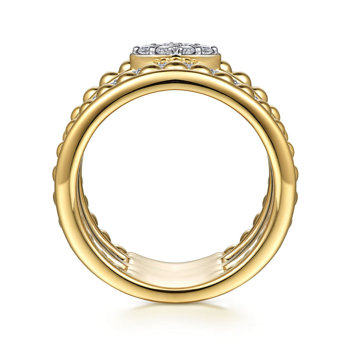 Gabriel & Co. LR52215M45JJ 14K White Yellow Gold Bujukan And Diamond Wide Band
