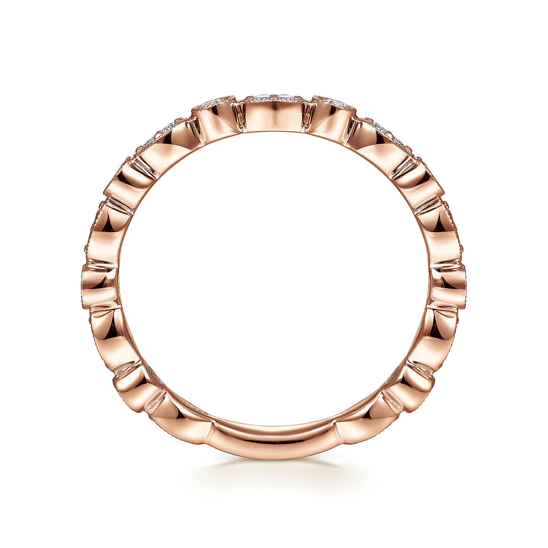 Gabriel & Co. LR5701K45JJ 14K Rose Gold Marquise and Round Station Diamond Ring