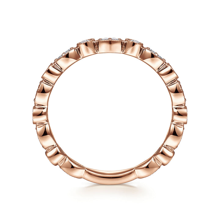 Gabriel & Co. LR5701K45JJ 14K Rose Gold Marquise and Round Station Diamond Ring