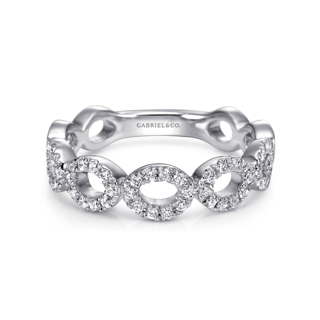 Gabriel & Co. LR6222W45JJ 14K White Gold Open Circles Diamond Band