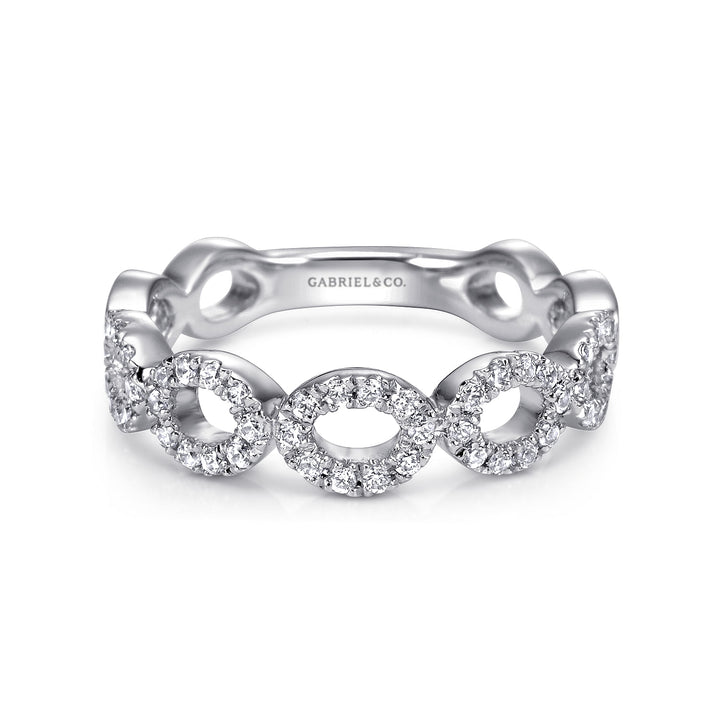 Gabriel & Co. LR6222W45JJ 14K White Gold Open Circles Diamond Band