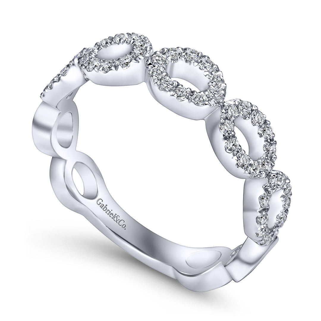 Gabriel & Co. LR6222W45JJ 14K White Gold Open Circles Diamond Band
