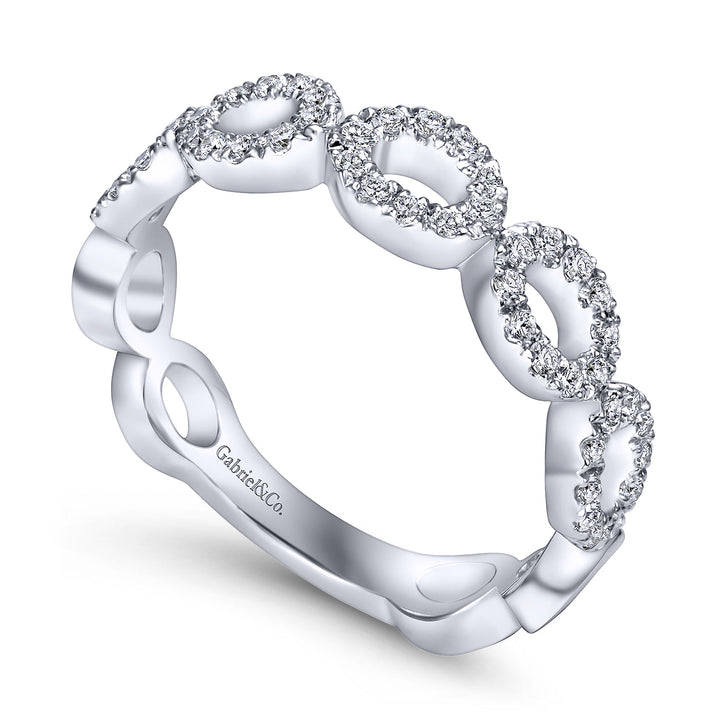 Gabriel & Co. LR6222W45JJ 14K White Gold Open Circles Diamond Band