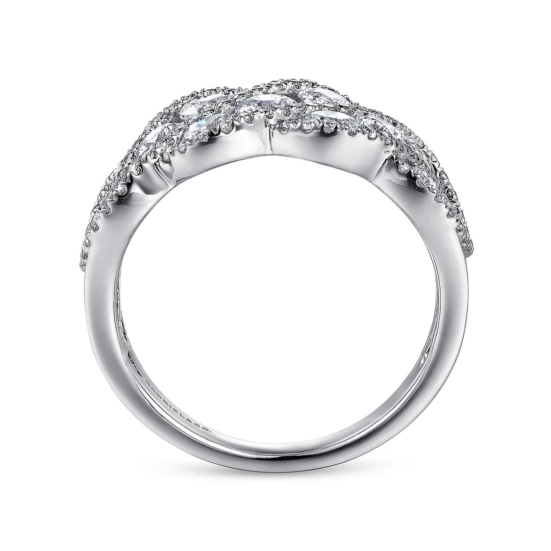 Gabriel & Co. LR6258W44JJ 14K White Gold Woven Diamond Statement Ring