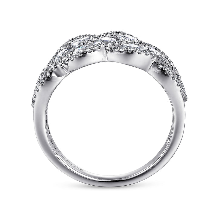 Gabriel & Co. LR6258W44JJ 14K White Gold Woven Diamond Statement Ring