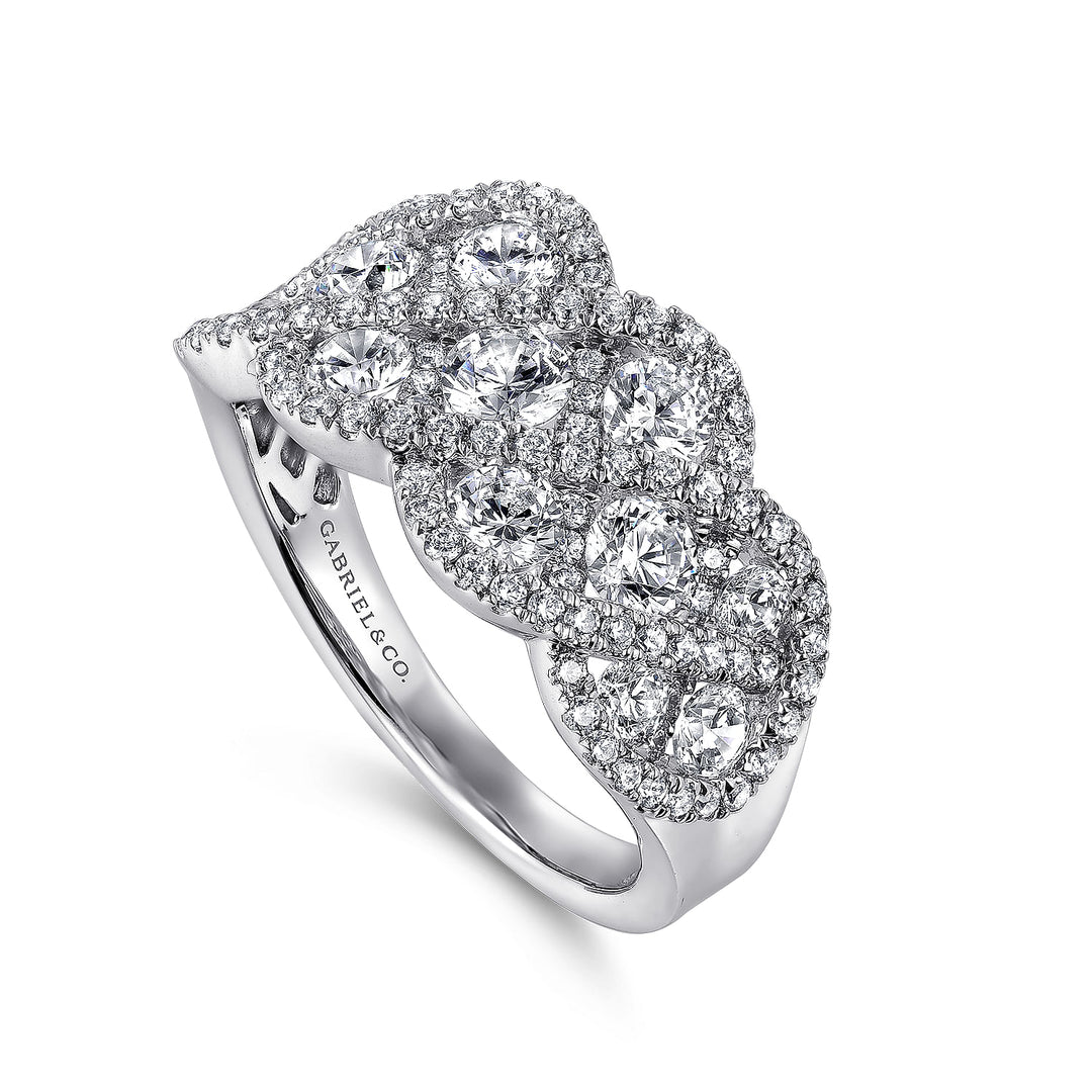 Gabriel & Co. LR6258W44JJ 14K White Gold Woven Diamond Statement Ring