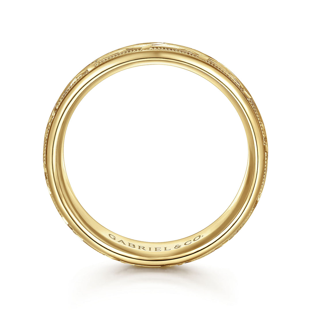 Gabriel & Co. MBH0166 70Y4JJJ 14K Yellow Gold 7mm   Engraved Woven Men's Wedding Band