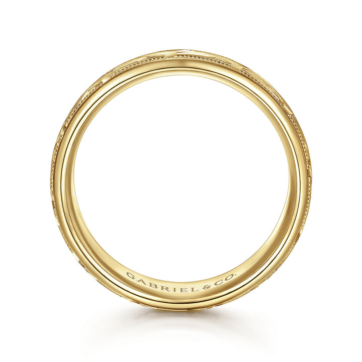 Gabriel & Co. MBH0166 70Y4JJJ 14K Yellow Gold 7mm   Engraved Woven Men's Wedding Band