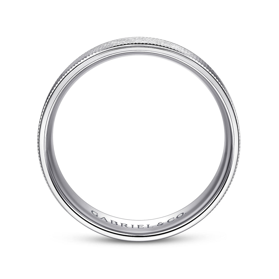 Gabriel & Co. MBL0102 60W4JJJ 14K White Gold 6mm   Brushed Finish and Polished Edge Men's Wedding Band