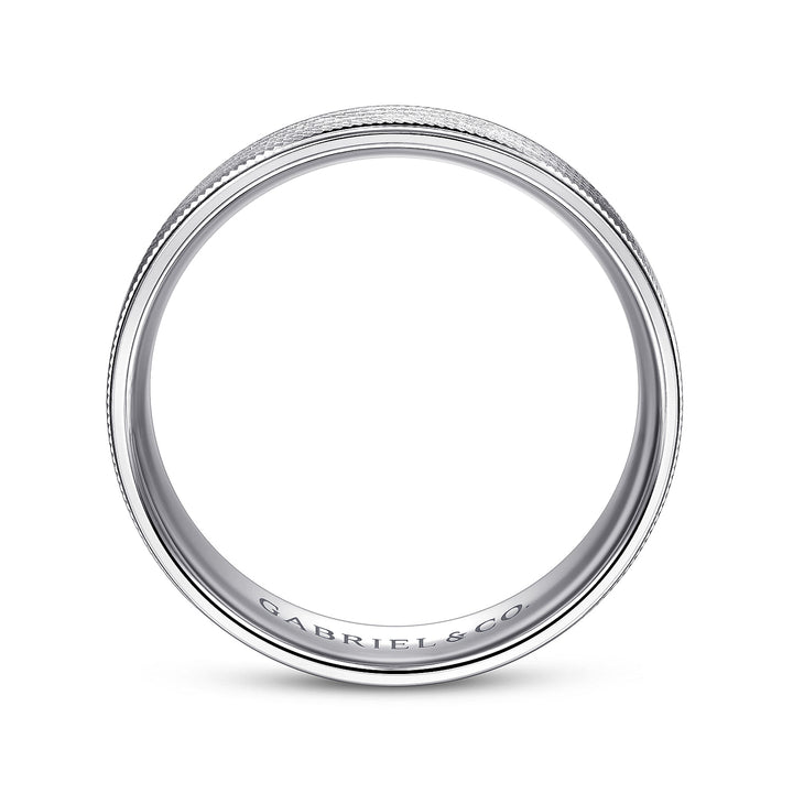 Gabriel & Co. MBL0102 60W4JJJ 14K White Gold 6mm   Brushed Finish and Polished Edge Men's Wedding Band
