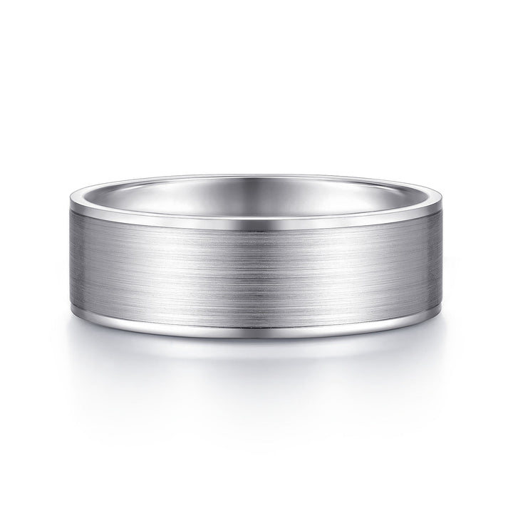 Gabriel & Co. MBL0143 70W4JJJ 14K White Gold 7mm   Satin Finish and Polished Edge Men's Wedding Band