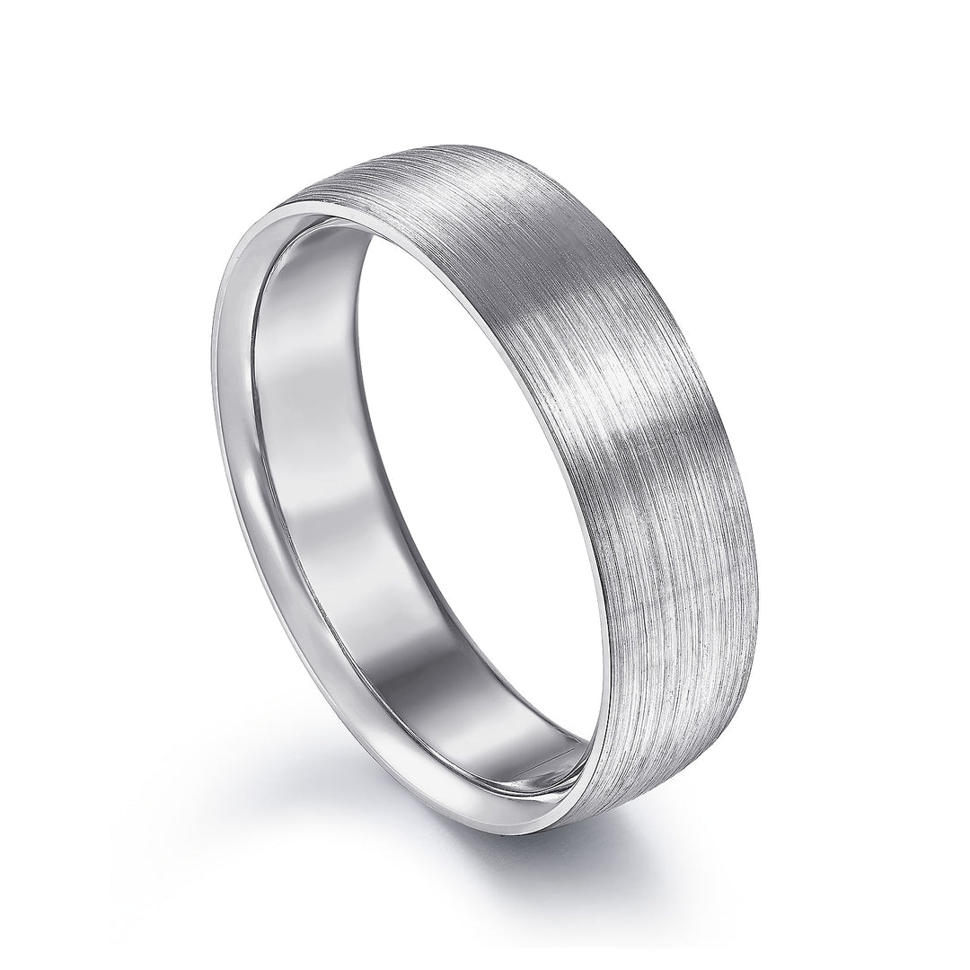 Gabriel & Co. MBL0156 60W4JJJ 14K White Gold 6mm   Satin Finish Men's Wedding Band