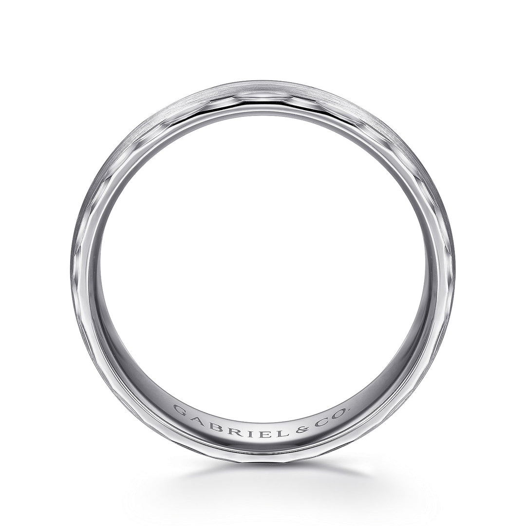 Gabriel & Co. MBM0105 60W4JJJ 14K White Gold 6mm   Diamond Coin Cut Edge Satin Finish Men's Wedding Band