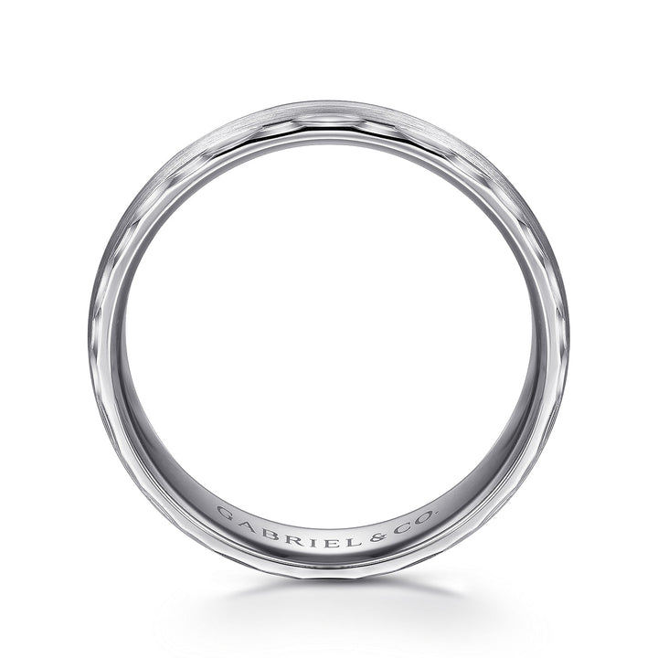 Gabriel & Co. MBM0105 60W4JJJ 14K White Gold 6mm   Diamond Coin Cut Edge Satin Finish Men's Wedding Band