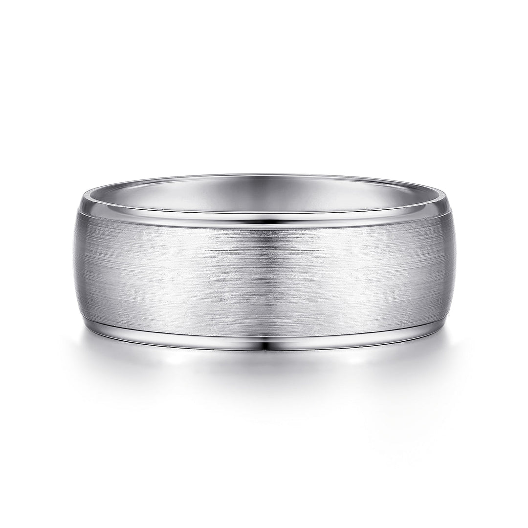 Gabriel & Co. MBM0107 80W4JJJ 14K White Gold 8mm   Satin Center and Polished Edge Men's Wedding Band