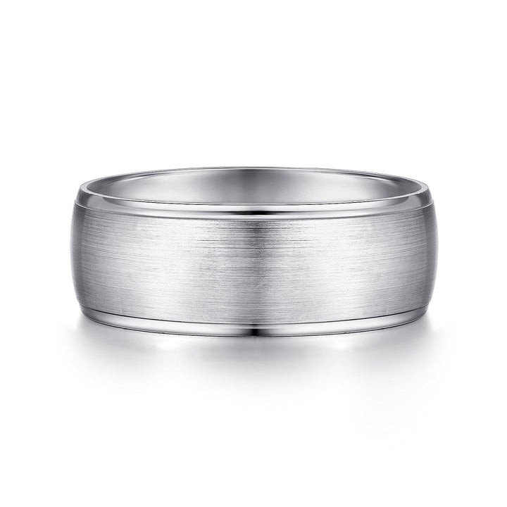 Gabriel & Co. MBM0107 80W4JJJ 14K White Gold 8mm   Satin Center and Polished Edge Men's Wedding Band