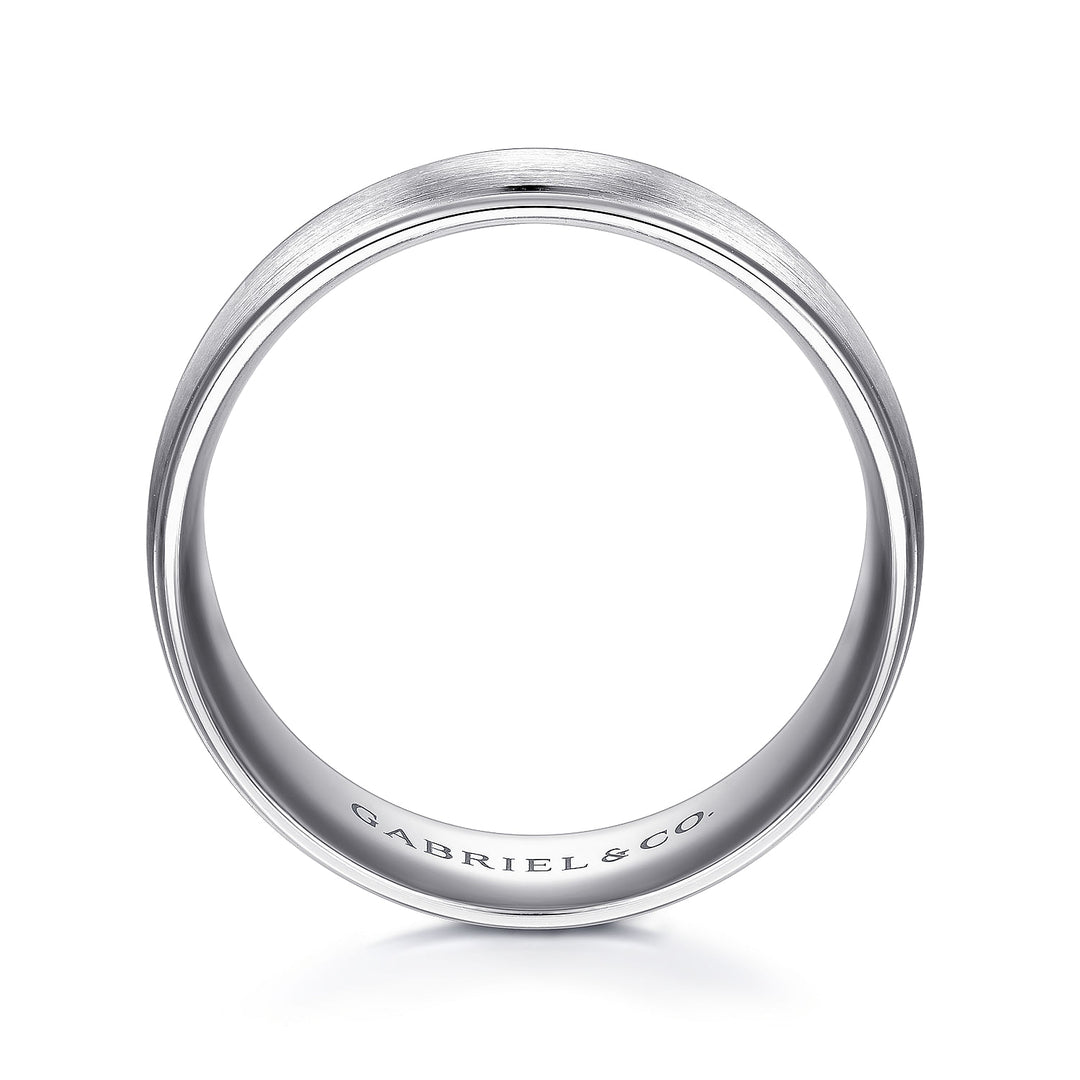 Gabriel & Co. MBM0107 80W4JJJ 14K White Gold 8mm   Satin Center and Polished Edge Men's Wedding Band