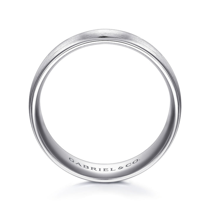 Gabriel & Co. MBM0107 80W4JJJ 14K White Gold 8mm   Satin Center and Polished Edge Men's Wedding Band