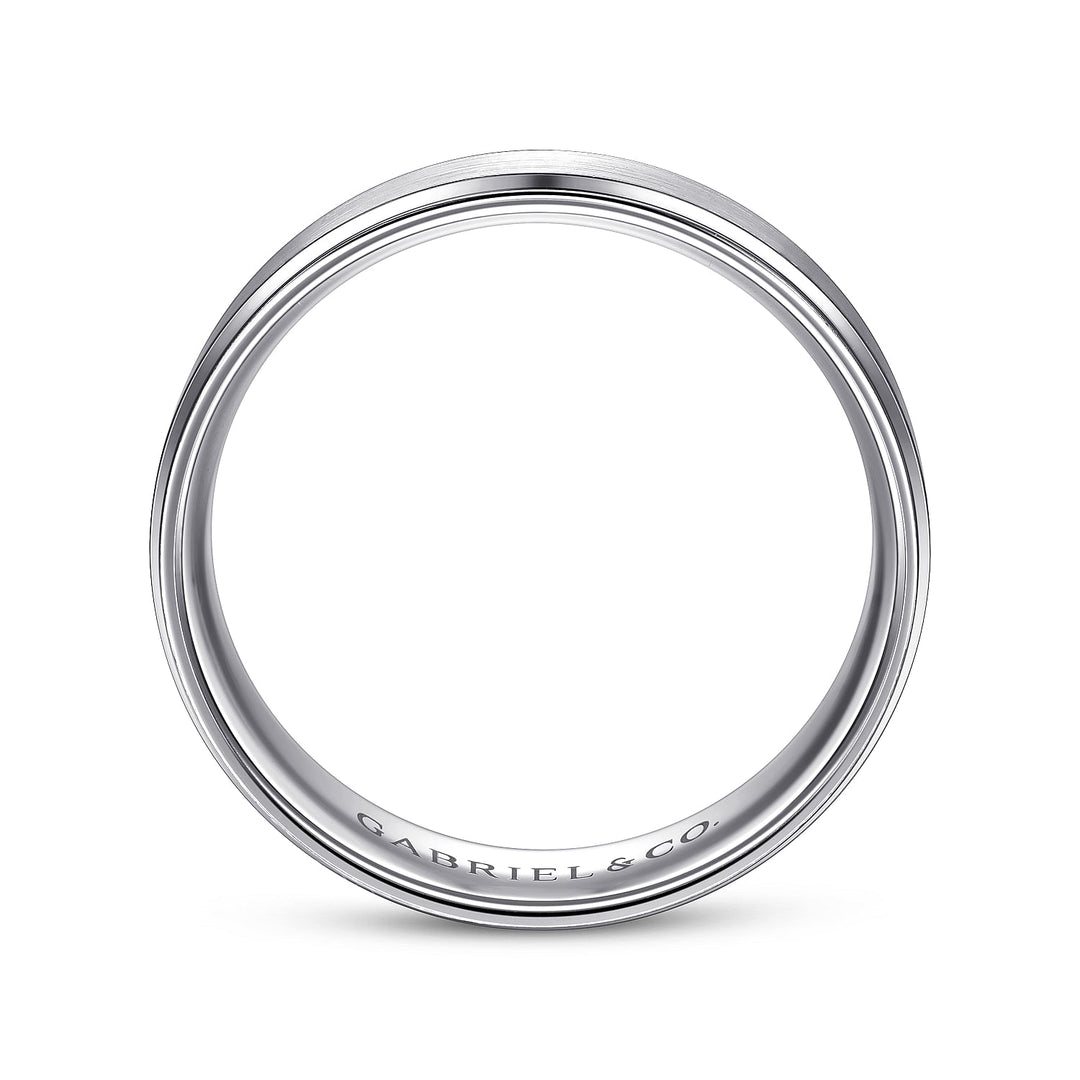 Gabriel & Co. MBM0109 60W4JJJ 14K White Gold 6mm Satin Polish Center and Beveled Edge Men's Wedding Band
