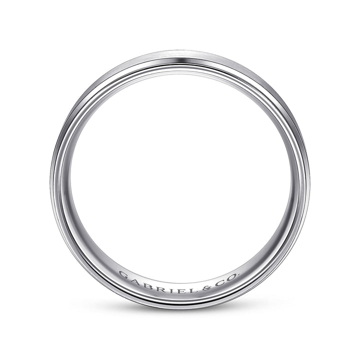 Gabriel & Co. MBM0109 60W4JJJ 14K White Gold 6mm Satin Polish Center and Beveled Edge Men's Wedding Band
