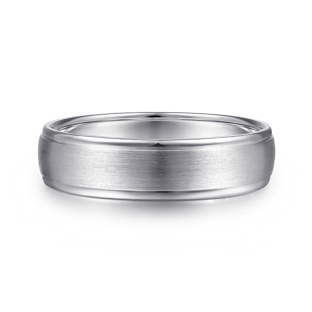 Gabriel & Co. MBM0115 60W4JJJ 14K White Gold 6mm   Rounded Satin Polished Edge Men's Wedding Band