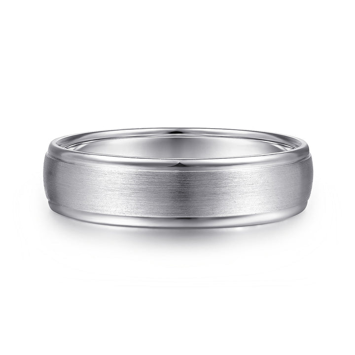 Gabriel & Co. MBM0115 60W4JJJ 14K White Gold 6mm   Rounded Satin Polished Edge Men's Wedding Band