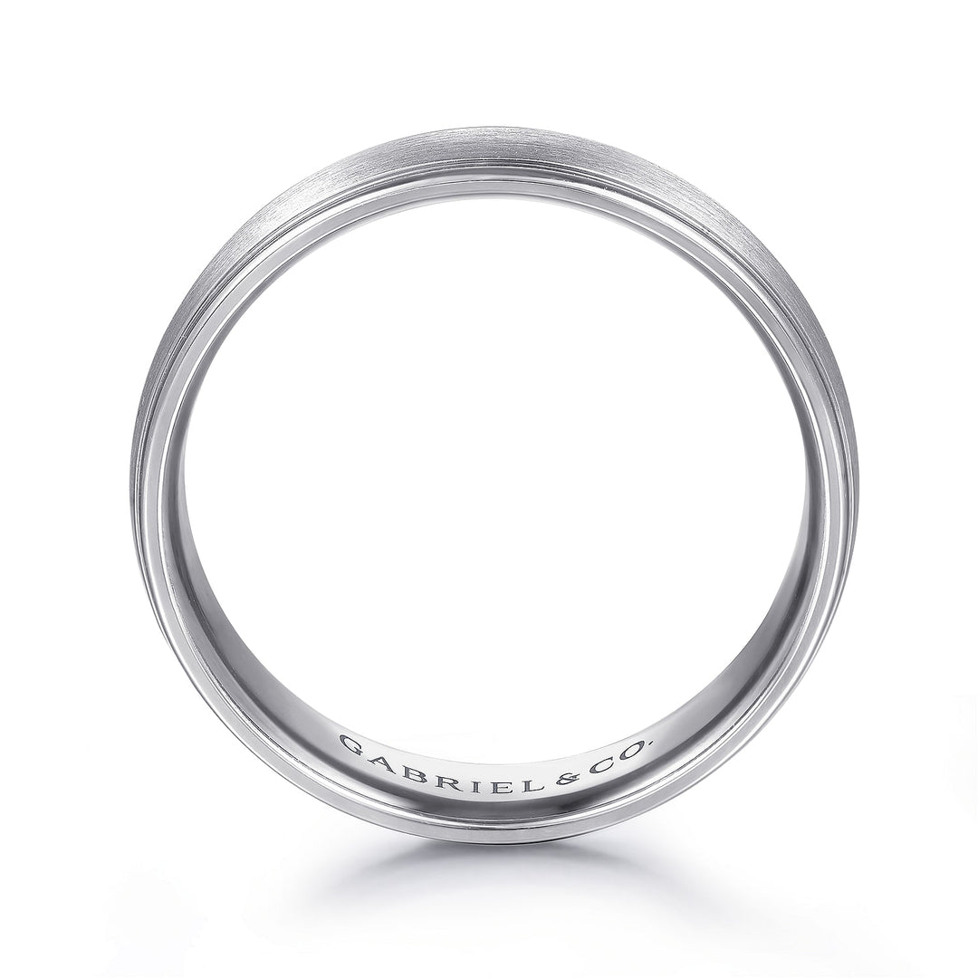 Gabriel & Co. MBM0115 60W4JJJ 14K White Gold 6mm   Rounded Satin Polished Edge Men's Wedding Band