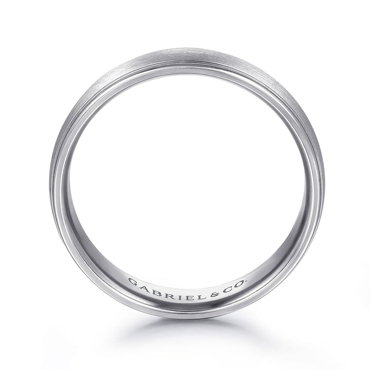 Gabriel & Co. MBM0115 60W4JJJ 14K White Gold 6mm   Rounded Satin Polished Edge Men's Wedding Band
