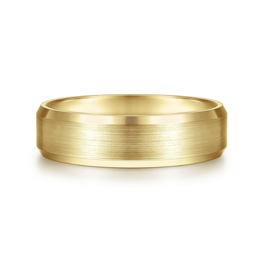 Gabriel & Co. MBM0123 60Y4JJJ 14K Yellow Gold 6mm    Rounded Satin Center and Polished Beveled Edge Men's Wedding Band