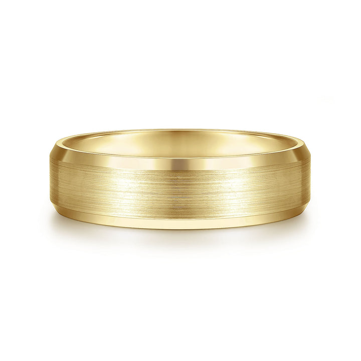 Gabriel & Co. MBM0123 60Y4JJJ 14K Yellow Gold 6mm    Rounded Satin Center and Polished Beveled Edge Men's Wedding Band