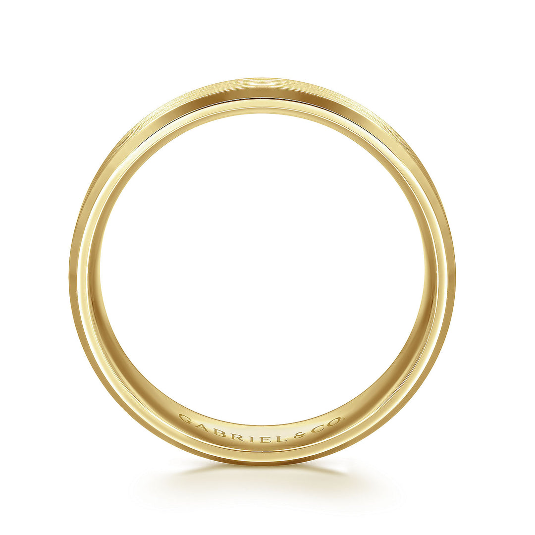 Gabriel & Co. MBM0123 60Y4JJJ 14K Yellow Gold 6mm    Rounded Satin Center and Polished Beveled Edge Men's Wedding Band