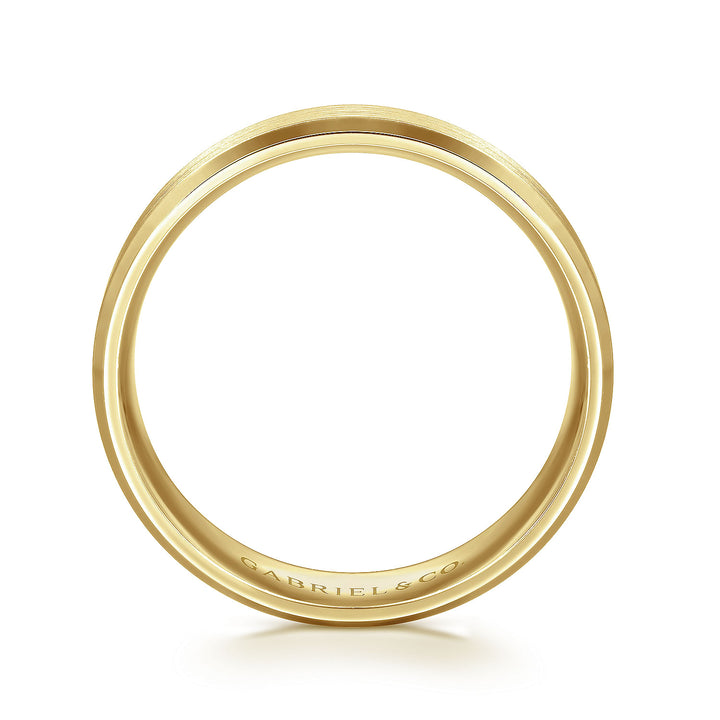 Gabriel & Co. MBM0123 60Y4JJJ 14K Yellow Gold 6mm    Rounded Satin Center and Polished Beveled Edge Men's Wedding Band