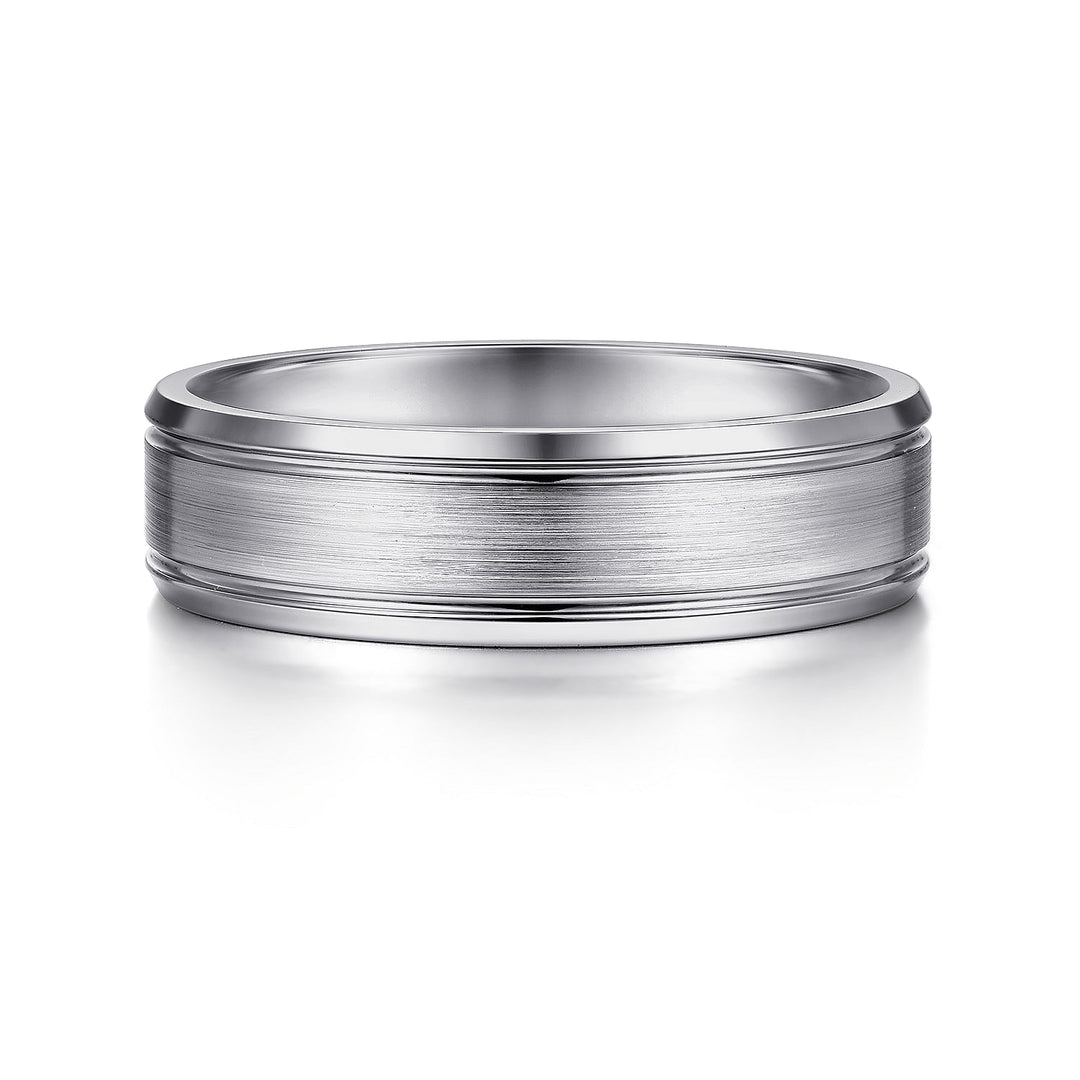 Gabriel & Co. MBM0127 60W4JJJ 14K White Gold 6mm   Satin Channel Polished Edge Men's Wedding Band