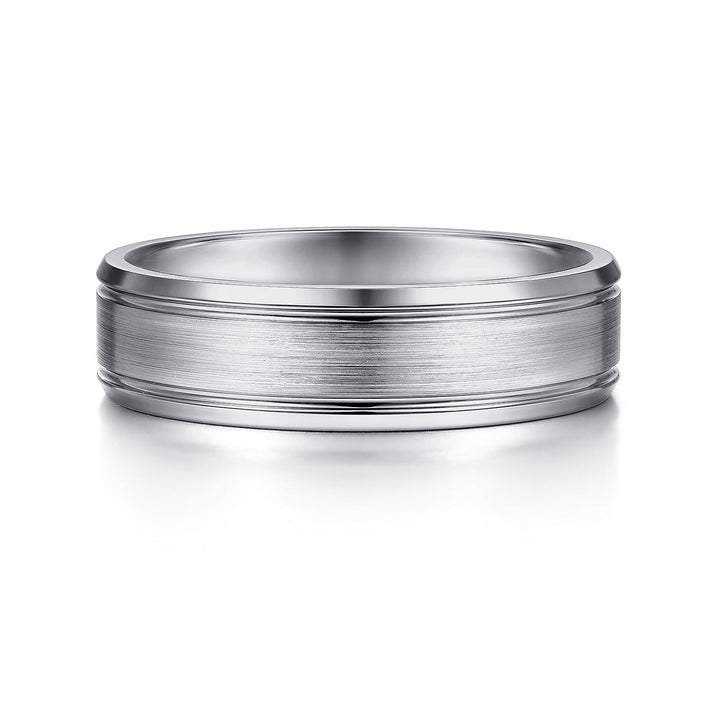 Gabriel & Co. MBM0127 60W4JJJ 14K White Gold 6mm   Satin Channel Polished Edge Men's Wedding Band