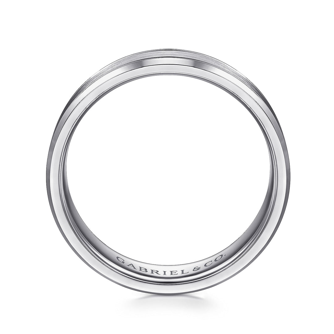 Gabriel & Co. MBM0127 60W4JJJ 14K White Gold 6mm   Satin Channel Polished Edge Men's Wedding Band