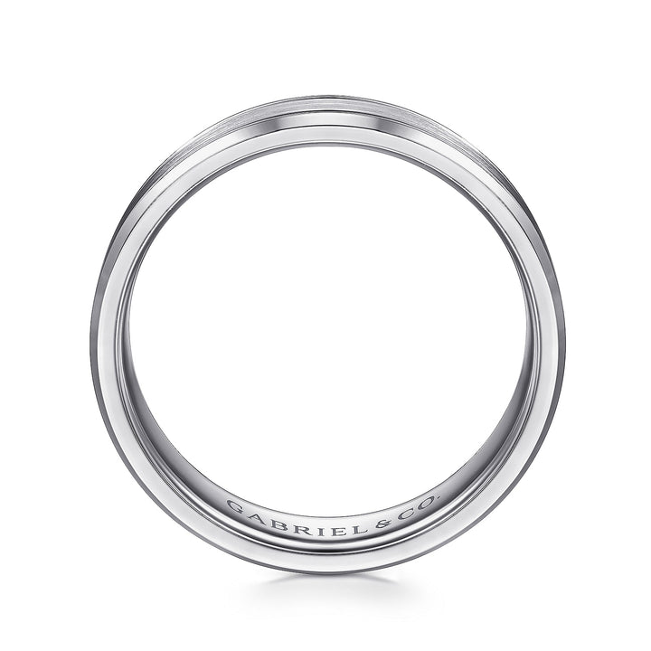 Gabriel & Co. MBM0127 60W4JJJ 14K White Gold 6mm   Satin Channel Polished Edge Men's Wedding Band