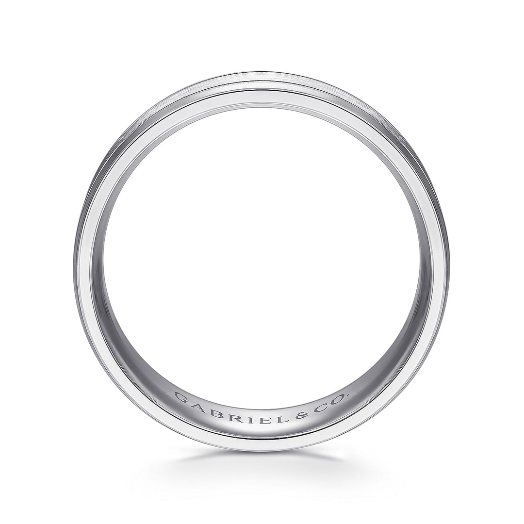 Gabriel & Co. MBM0128 60W4JJJ 14K White Gold 6mm   Satin Polish Center and Milgrain Edge Men's Wedding Band