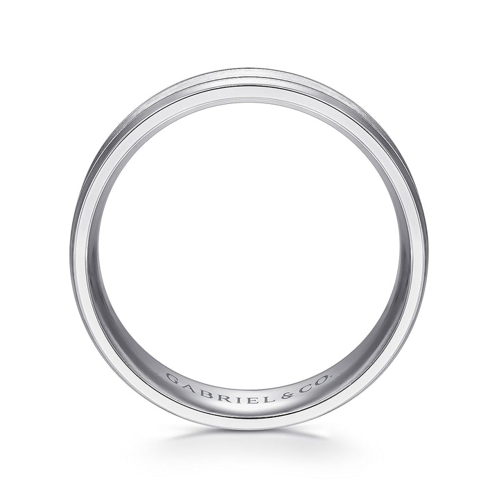Gabriel & Co. MBM0128 60W4JJJ 14K White Gold 6mm   Satin Polish Center and Milgrain Edge Men's Wedding Band