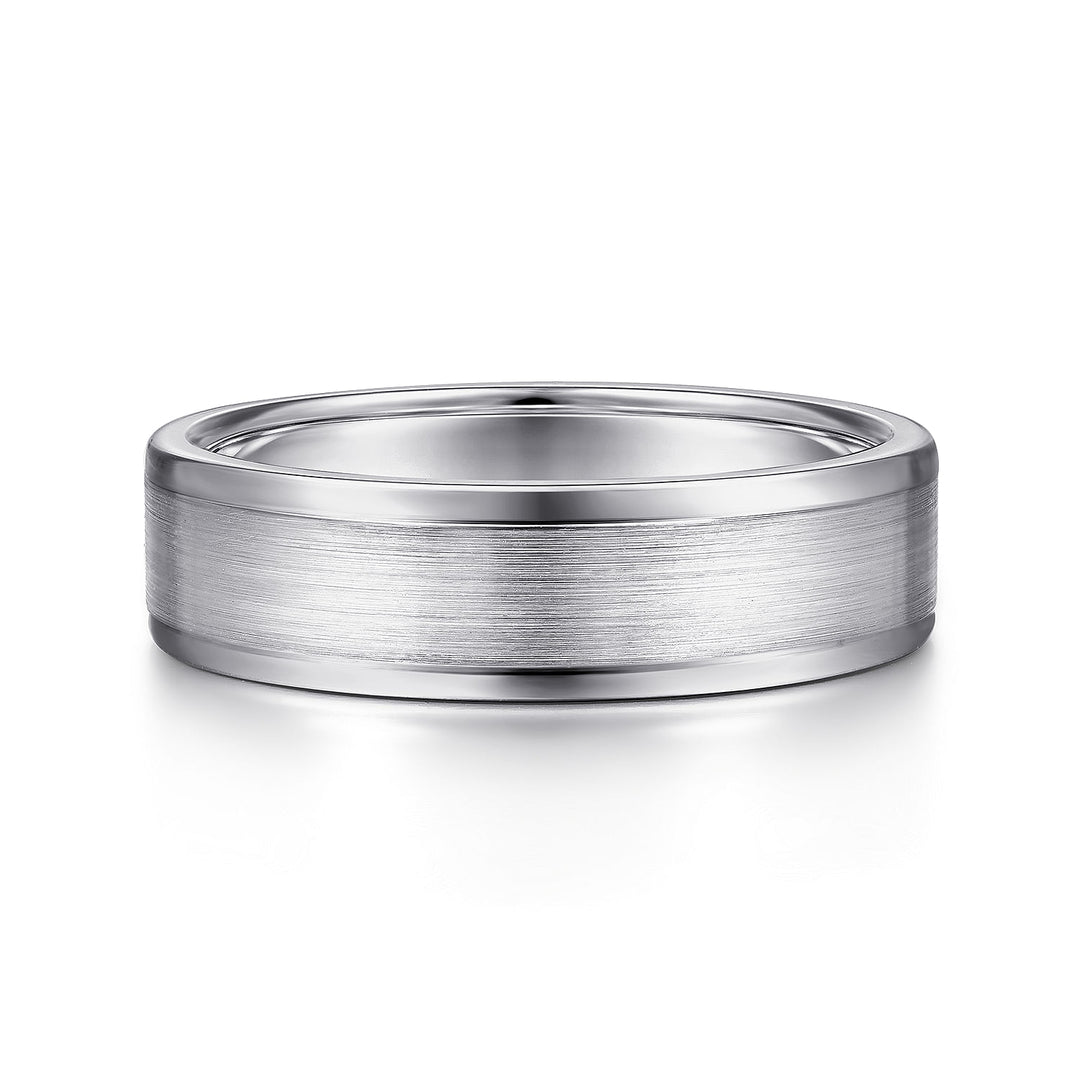 Gabriel & Co. MBM0132 60W4JJJ 14K White Gold 6mm   Satin Center and Polished Edge Men's Wedding Band