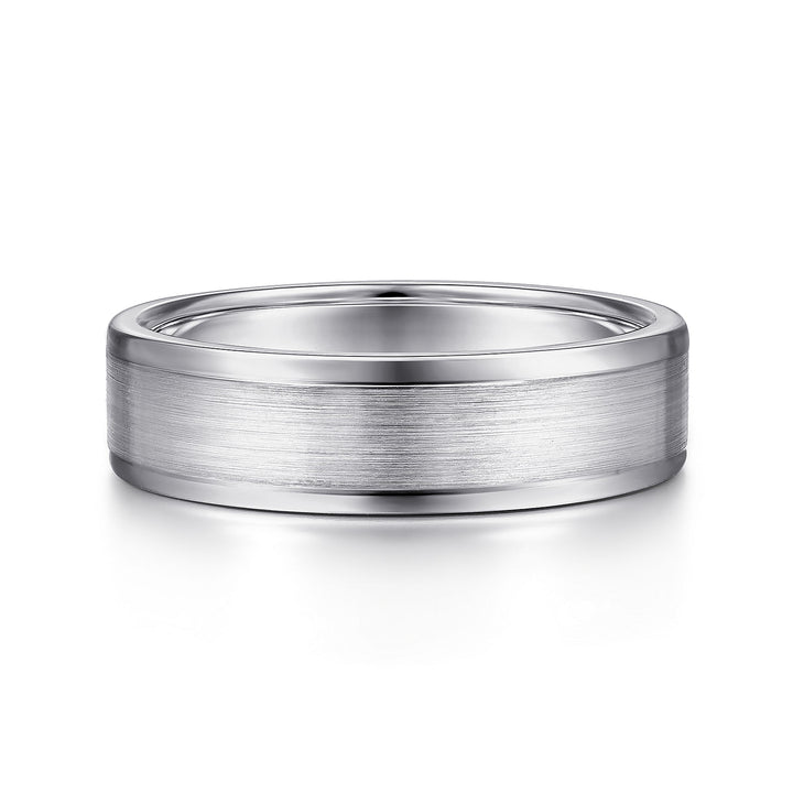 Gabriel & Co. MBM0132 60W4JJJ 14K White Gold 6mm   Satin Center and Polished Edge Men's Wedding Band