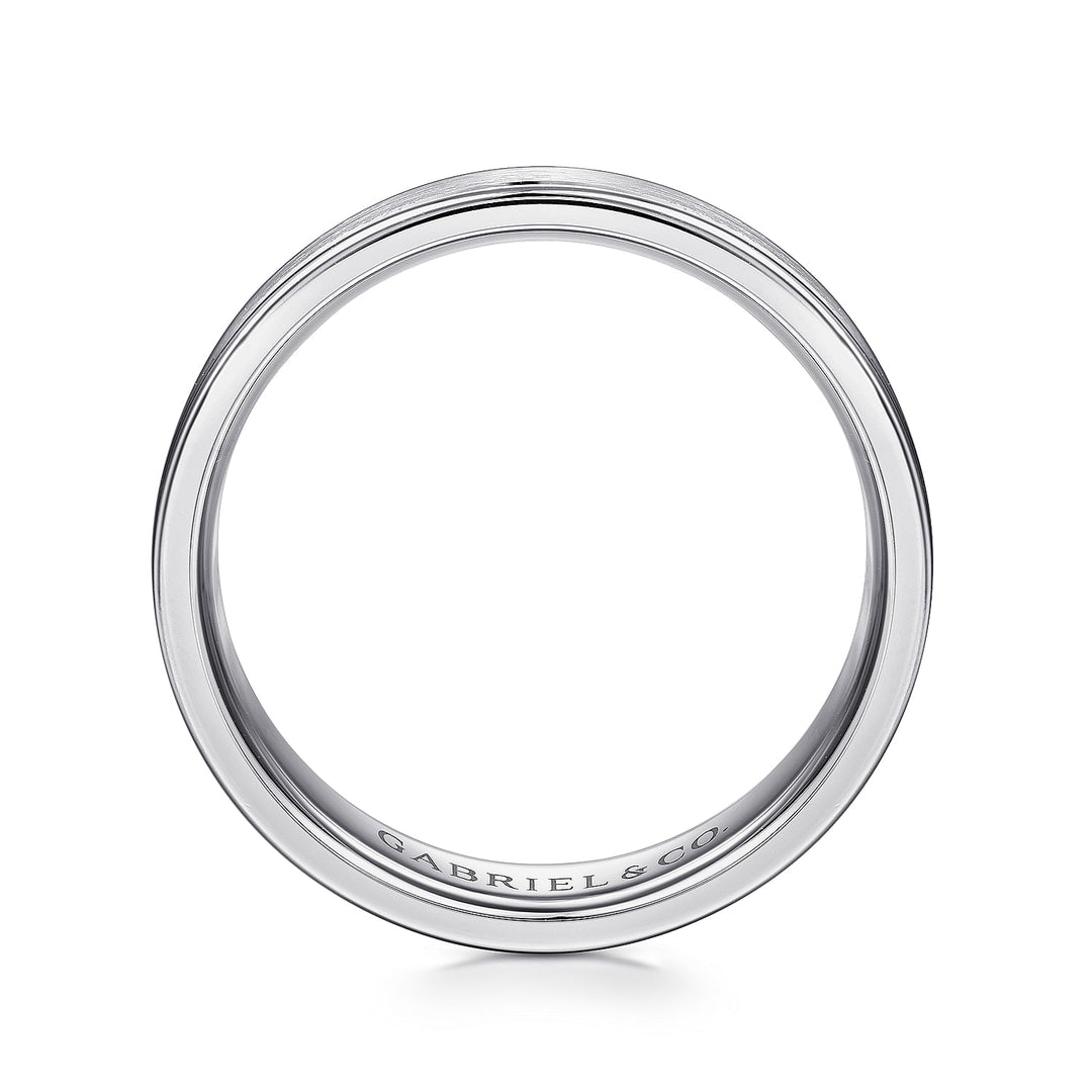 Gabriel & Co. MBM0132 60W4JJJ 14K White Gold 6mm   Satin Center and Polished Edge Men's Wedding Band