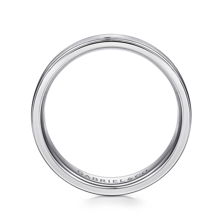 Gabriel & Co. MBM0132 60W4JJJ 14K White Gold 6mm   Satin Center and Polished Edge Men's Wedding Band