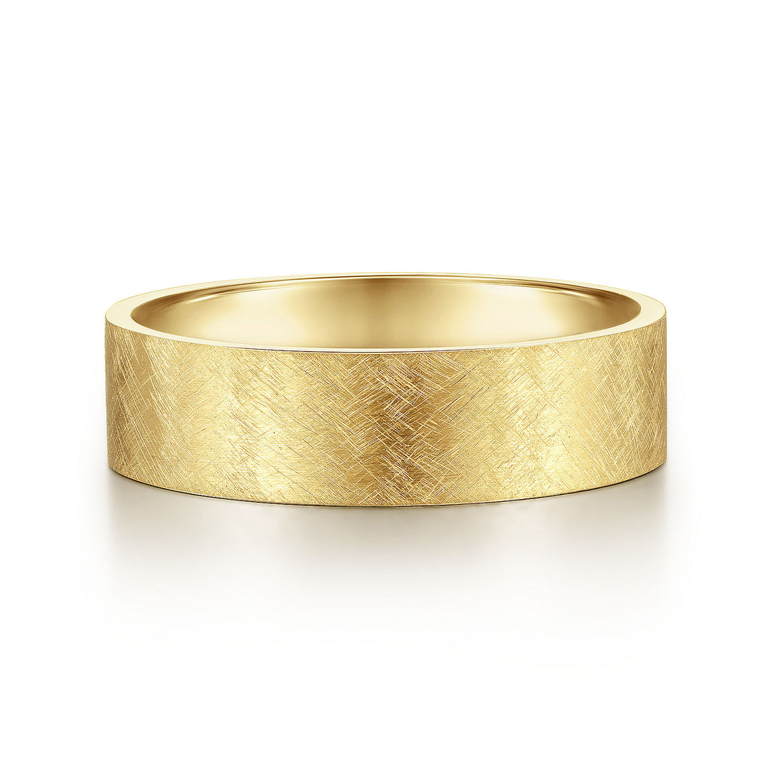 Gabriel & Co. MBM0137 60Y4JJJ 14K Yellow Gold 6mm   Brushed Finish Men's Wedding Band