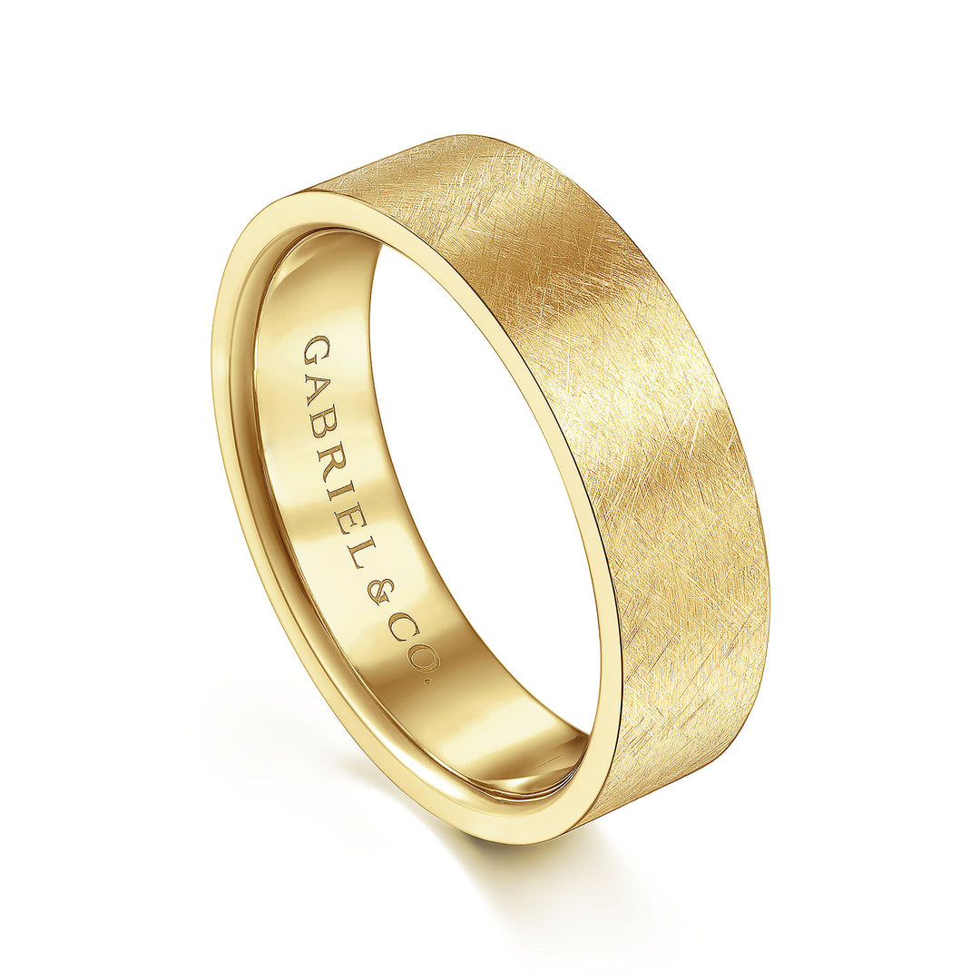 Gabriel & Co. MBM0137 60Y4JJJ 14K Yellow Gold 6mm   Brushed Finish Men's Wedding Band