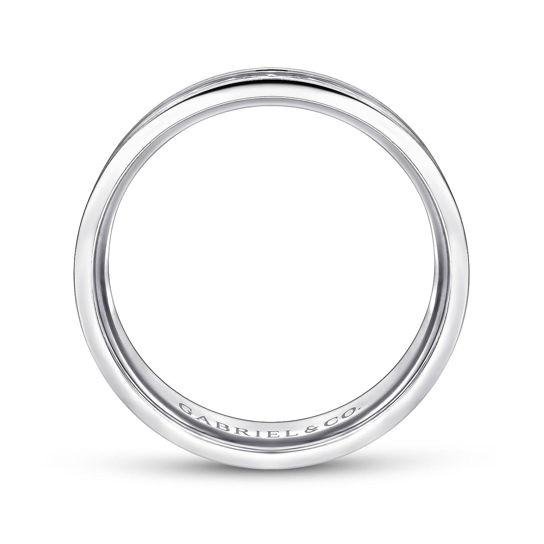 Gabriel & Co. MBM0138 70W4JJJ 14K White Gold 7mm   Diamond Cut Center Men's Wedding Band