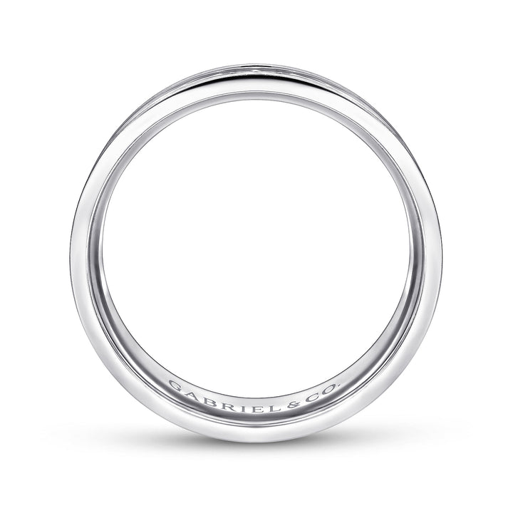 Gabriel & Co. MBM0138 70W4JJJ 14K White Gold 7mm   Diamond Cut Center Men's Wedding Band